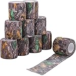 DROK 10 Roll Camo Tape, 1.97in x 14.76ft Camouflage Self-Adhesive Bionic Wood Wrap Bandage for Outdoor Athletic Sports Bicycle Hockey Skateboard Scooter, 4.92Yard Cohesive Camo Stretch Reusable Tape