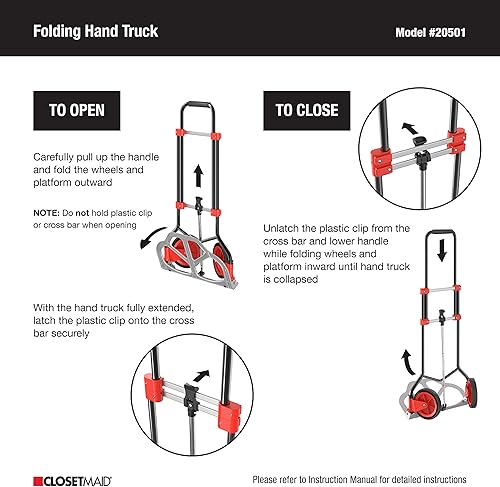 Miniatura 4 de ClosetMaid Carro plegable de mano con mango telescópico, capacidad de 150 libras, 20501, negro