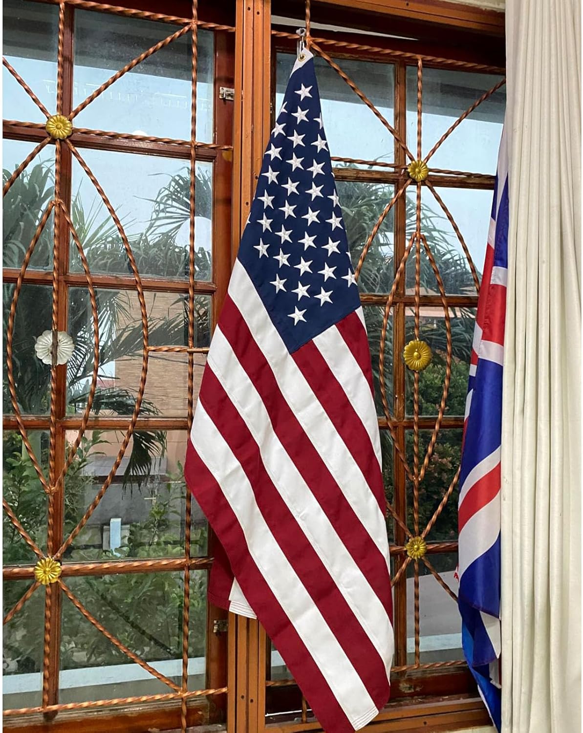 AMZFLAG Cotton American Flag 3x5 ft Embroidered Soft Cloth US Flags for 250th Anniversary, Heavy Duty American Cotton Flags for Outside America Flag with 2 Brass Grommets