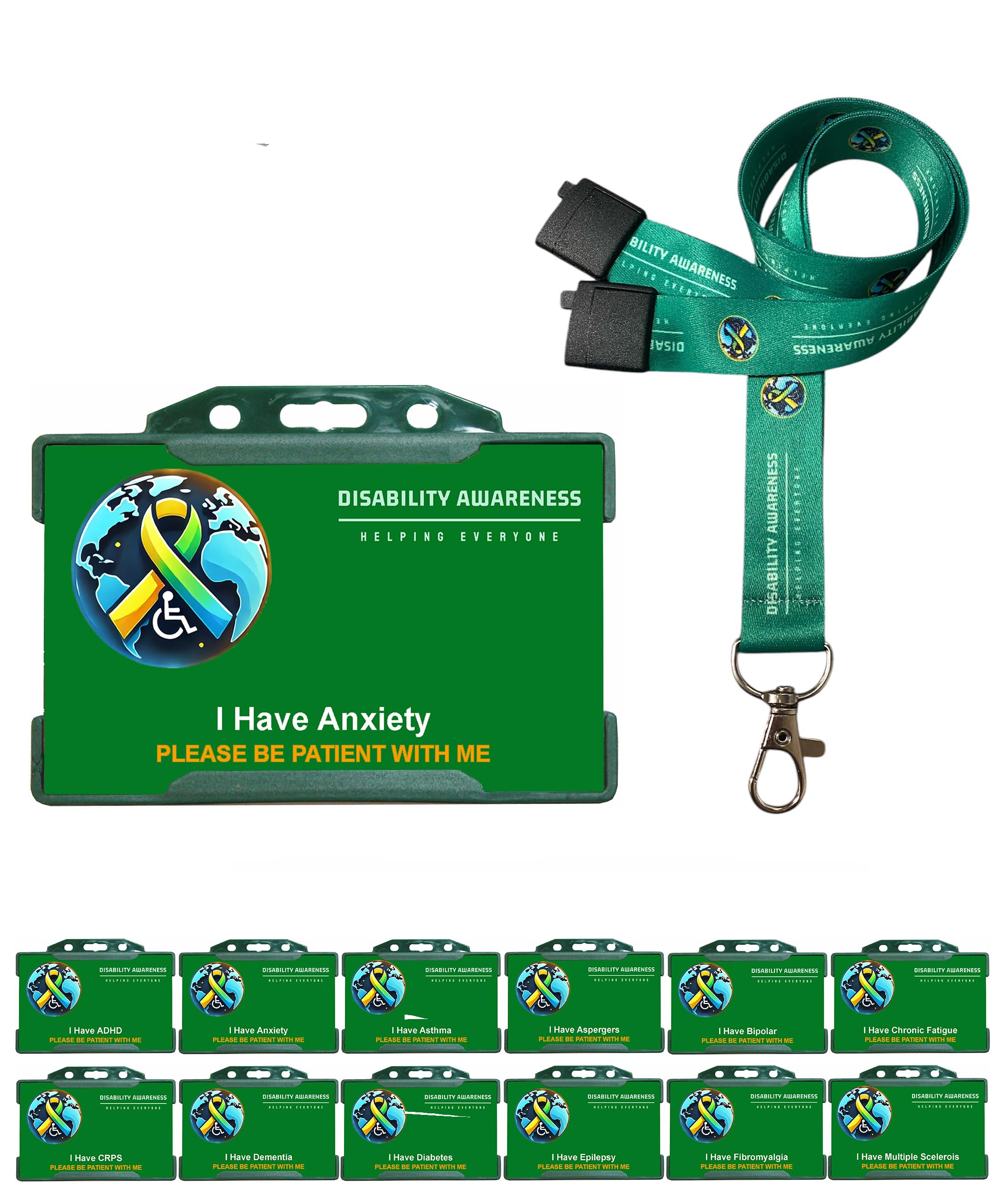 I Have Anxiety Awareness Badge & Printed Hidden Disability Lanyard World Symbol Uniting the World with Hidden Disabilities Quantum Leap — image 1