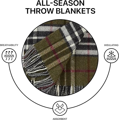 Miniatura 6 de Manta de lana 100% lana de Nueva Zelanda Perfecta para el hogar y al aire libre Manta de lana virgen con flecos de 55 x 79 pulgadas (55.1 x 78.7