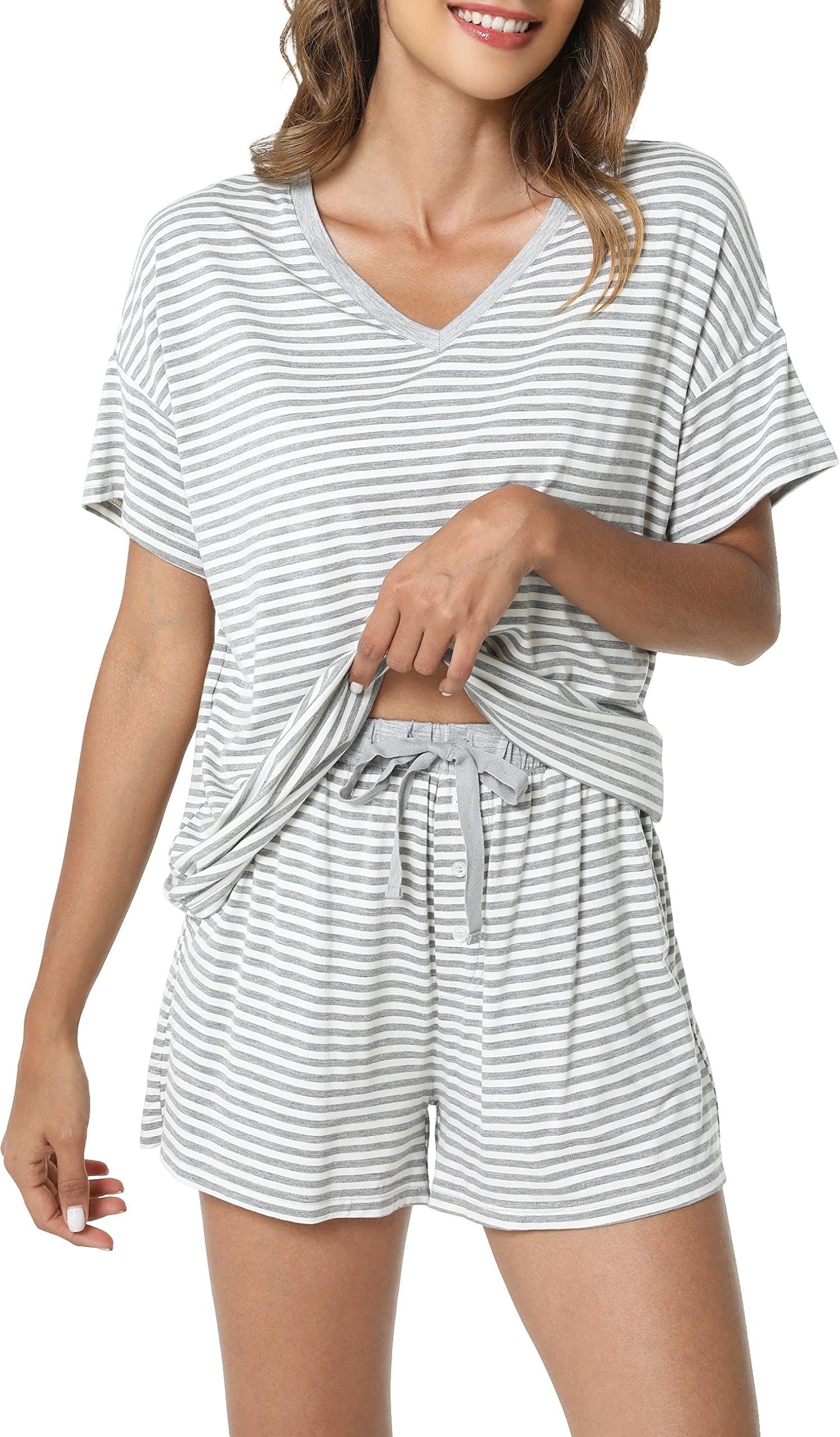 LazyCozy Striped Short Set