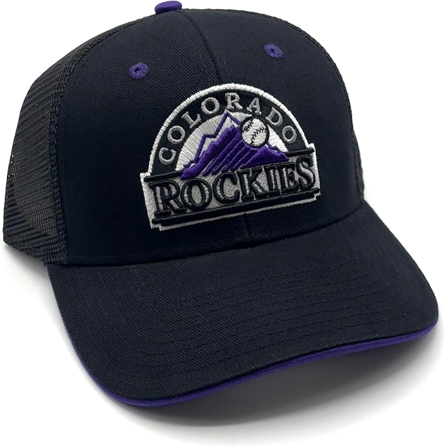 Officially Licensed Colorado Baseball Mesh Trucker Hat Classic Cooperstown Team Logo Adjustable Embroidered Structured Black Cap