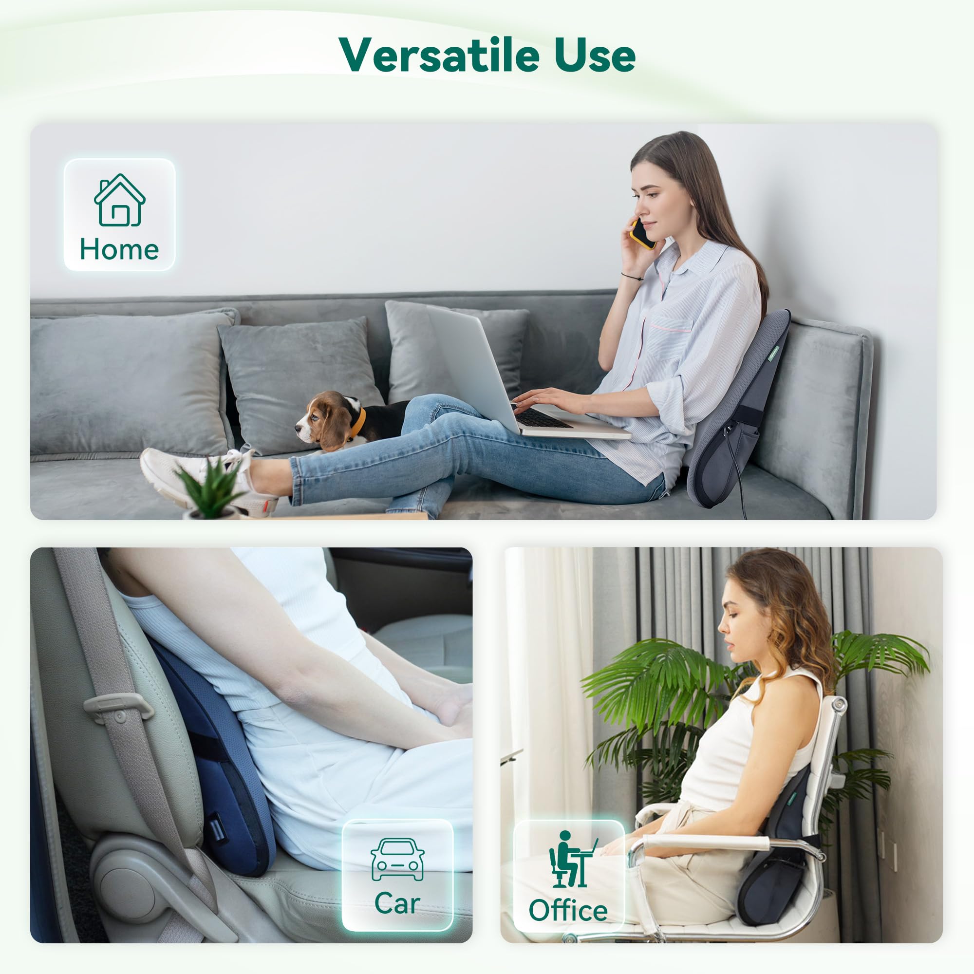 Snailax Shiatsu-Massagegerät für Rücken, Nacken und Schultern, Memory Foam Design, 6D Kneten Tiefe Gewebeentlastung, Lendenwirbelstütze für Bürostühle, Geschenke für Männer und Frauen