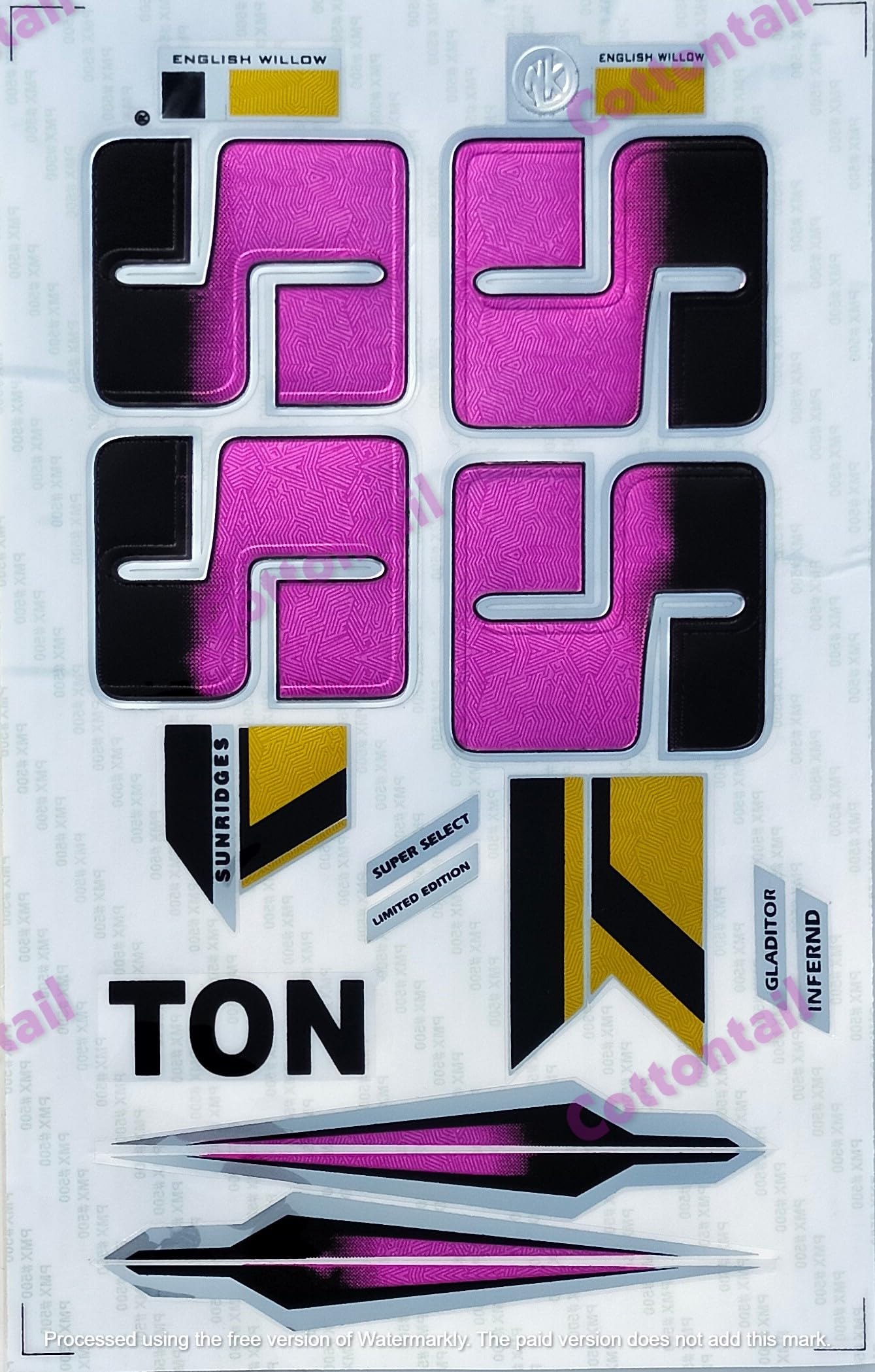 Cottontail | 3D GLDTR Edition | English Willow | Embossed Cricket Bat Sticker | Pink (B09ZKDZD1S) Amazon Price History, Amazon Price Tracker