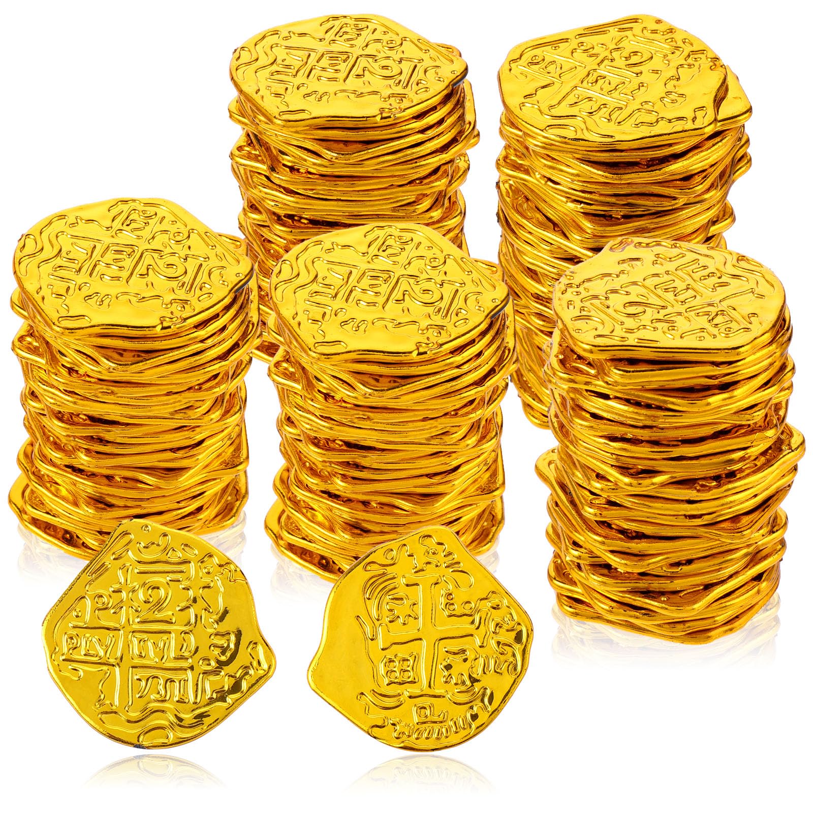 100 Piezas Monedas Pirata Réplica de Moneda de Plástico Doblones Españoles Monedas Juguete de San Patricio Decoraciones de Fiesta Pirata para Eventos Temáticos de Aventura de Halloween