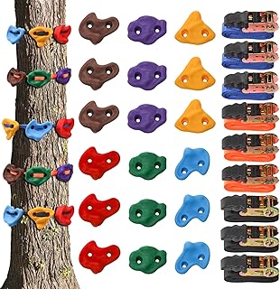 Youeon 18 Pcs Tree Climbing Holds with 9 Ratchet Straps, Outdoor Tree Climbing Kit, Outdoor, Backyard, Gym, Obstacle Course Training