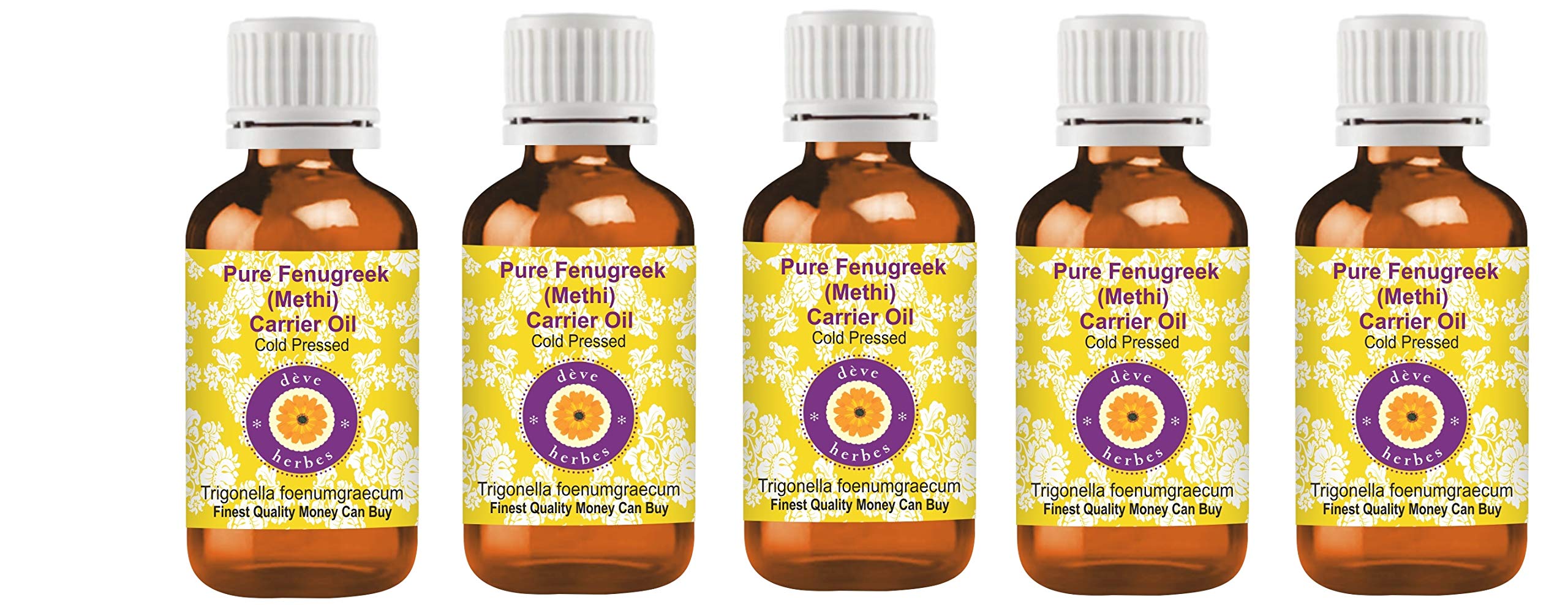 Deve Herbes Reines Bockshornklee (Methi) Träger Öl (Trigonella foenumgraecum) Natürliche Therapeutische Qualität kaltgepresst (Pack of Five) 100ml X 5 (16.9 oz)