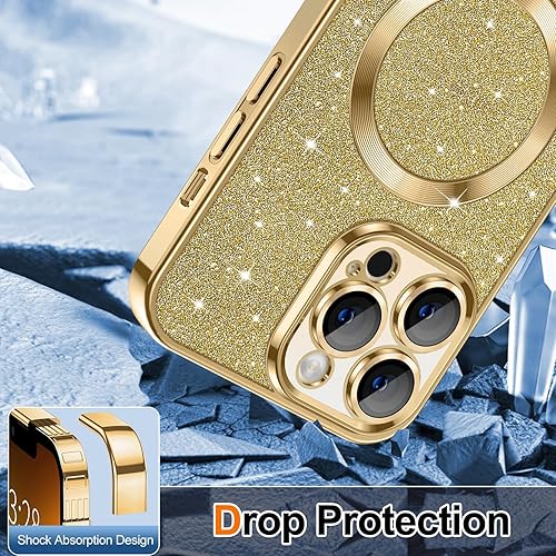 Miniatura 4 de Hython Funda para iPhone 13 Pro con purpurina, fundas magnéticas transparentes para teléfono con protector de lente de cámara compatible con MagSafe