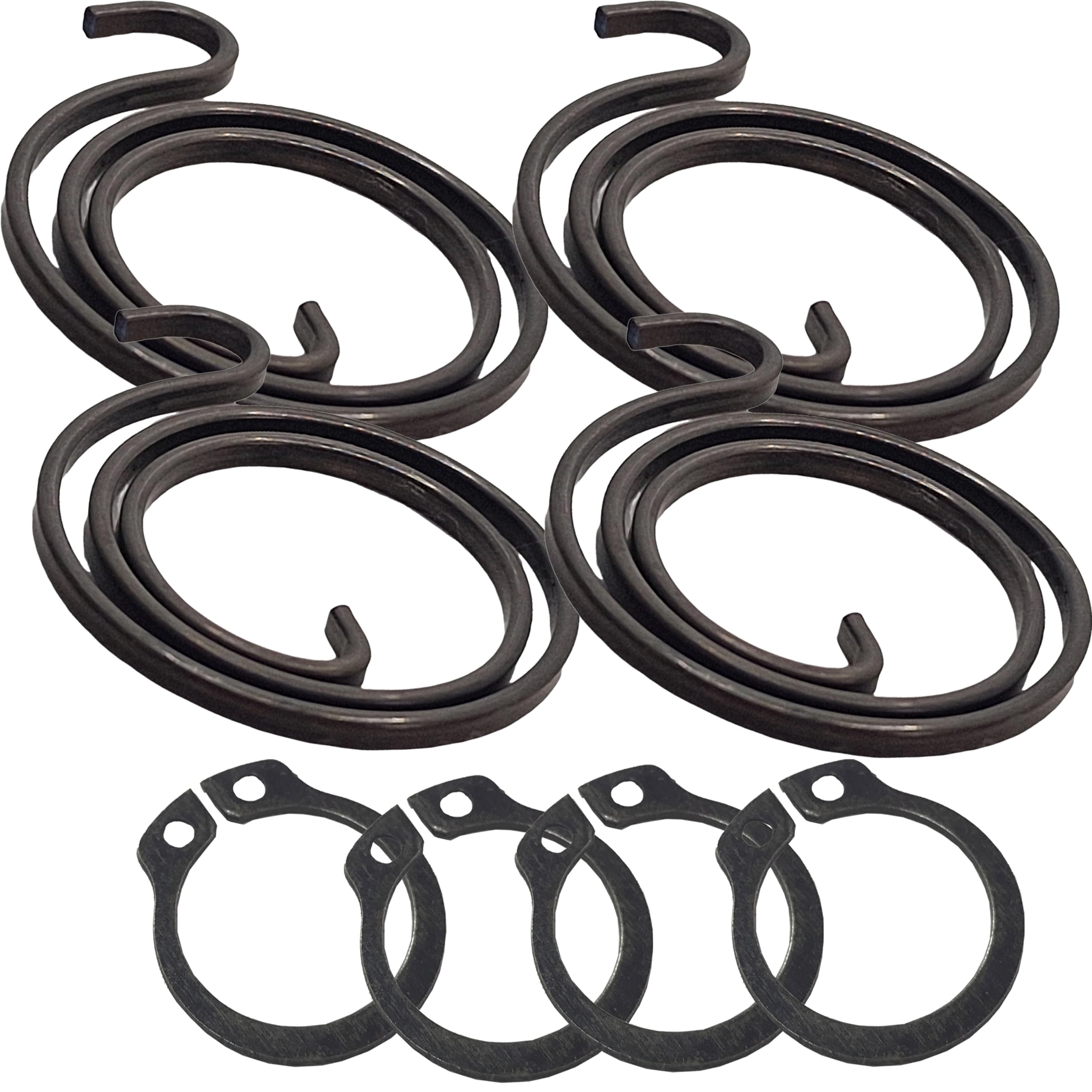 Universal Hardware Door Handle Spring & Circlip Repair Kit, Pack of 4 Sets – 2.5 Turn 2mm Metal Coil Springs with Matching Circlips for Lever Handles, Internal & UPVC Door Repair Replacement Parts