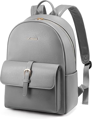 LOVEVOOK Mochila para mujer, mochila casual de piel sintética, resistente al agua, mochila para mujer, Gris, Mochilas Daypack