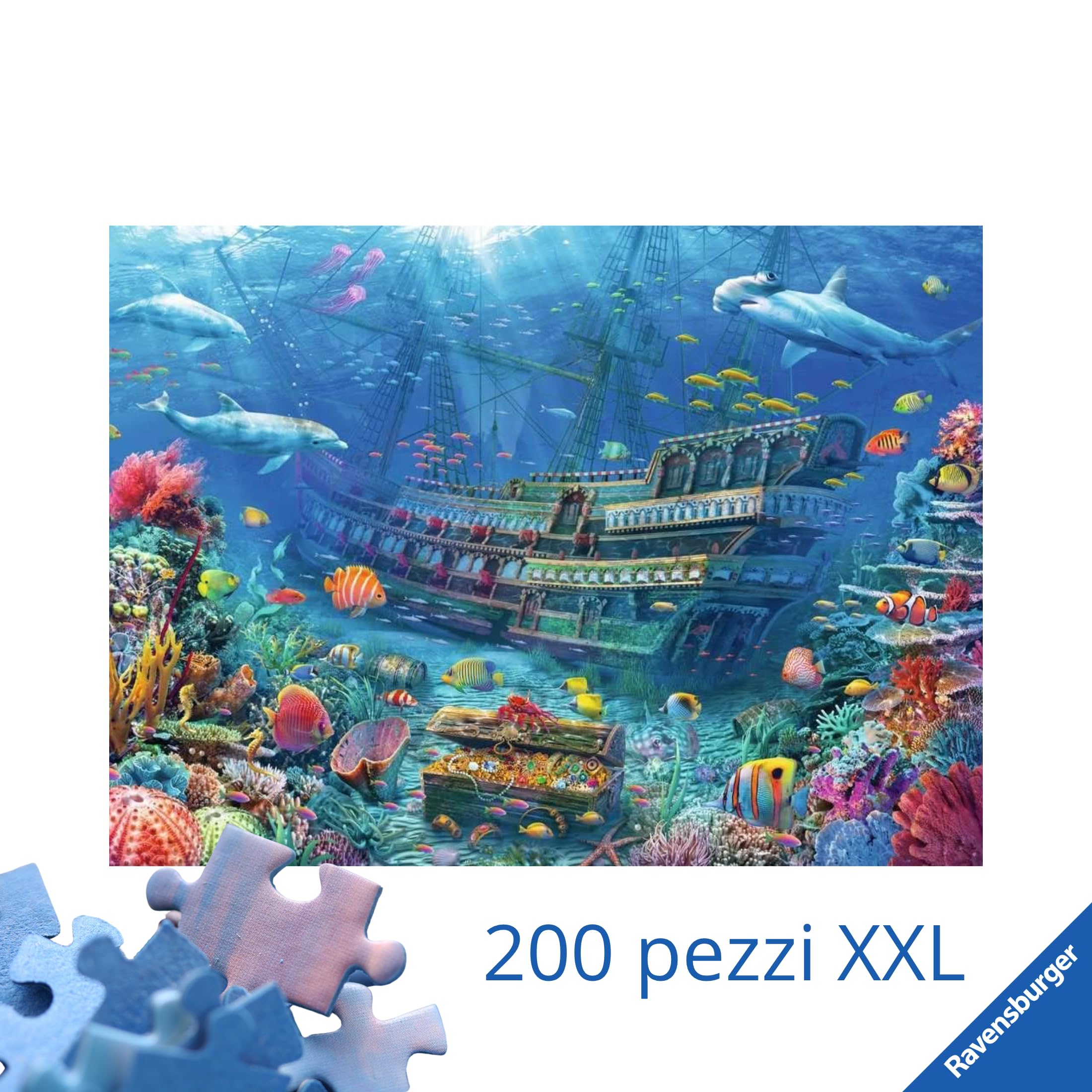 Ravensburger - Puzzle XXL Scoperta Subacquea | Puzzle 8 Anni In Su | Puzzle Bambini Da 200 Pezzi In Regalo | Regalo Bambino 8 Anni 49 X 36 Cm | Puzzles Ravensburger