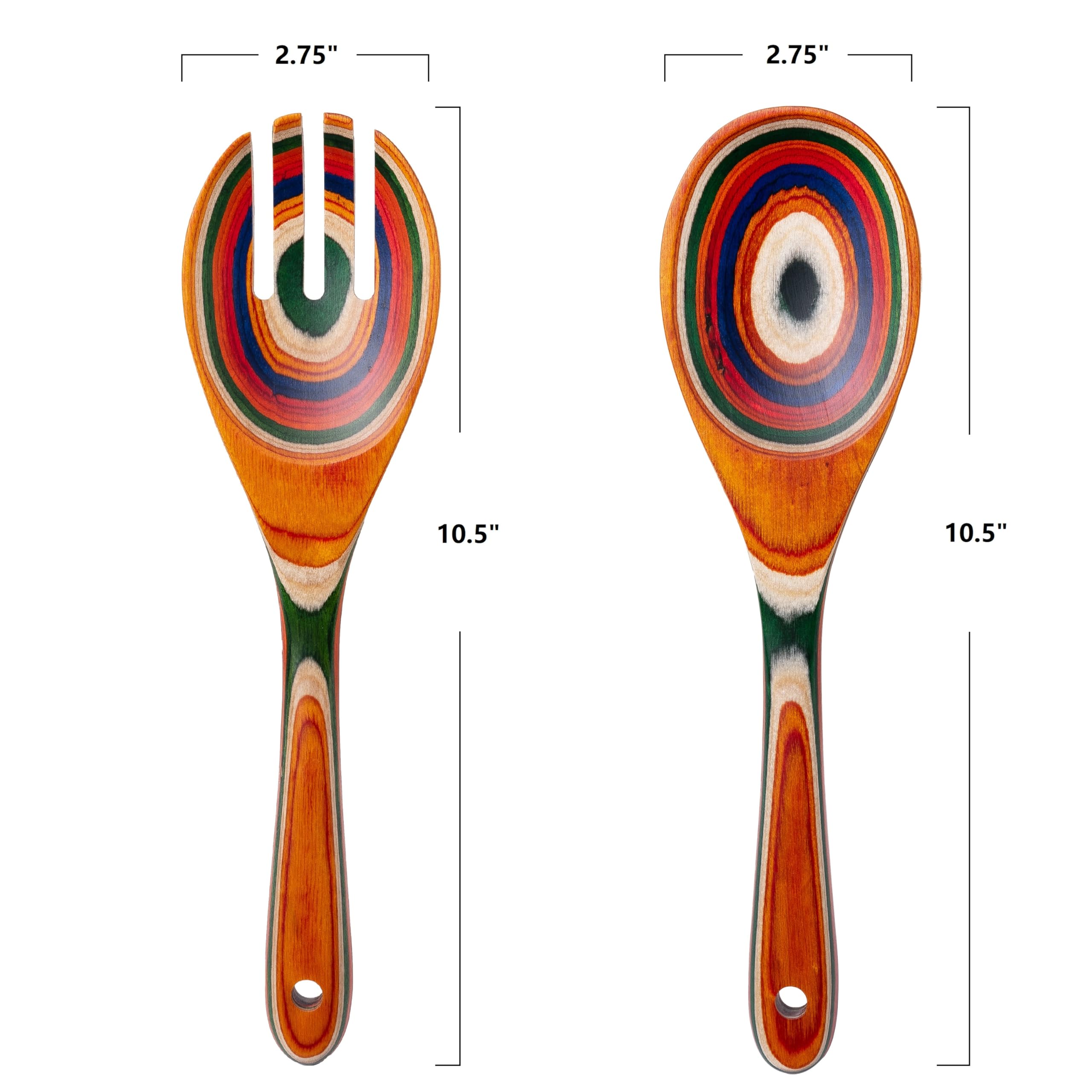 Pakkawood Salad Servers - Natural Wood Utensils -7