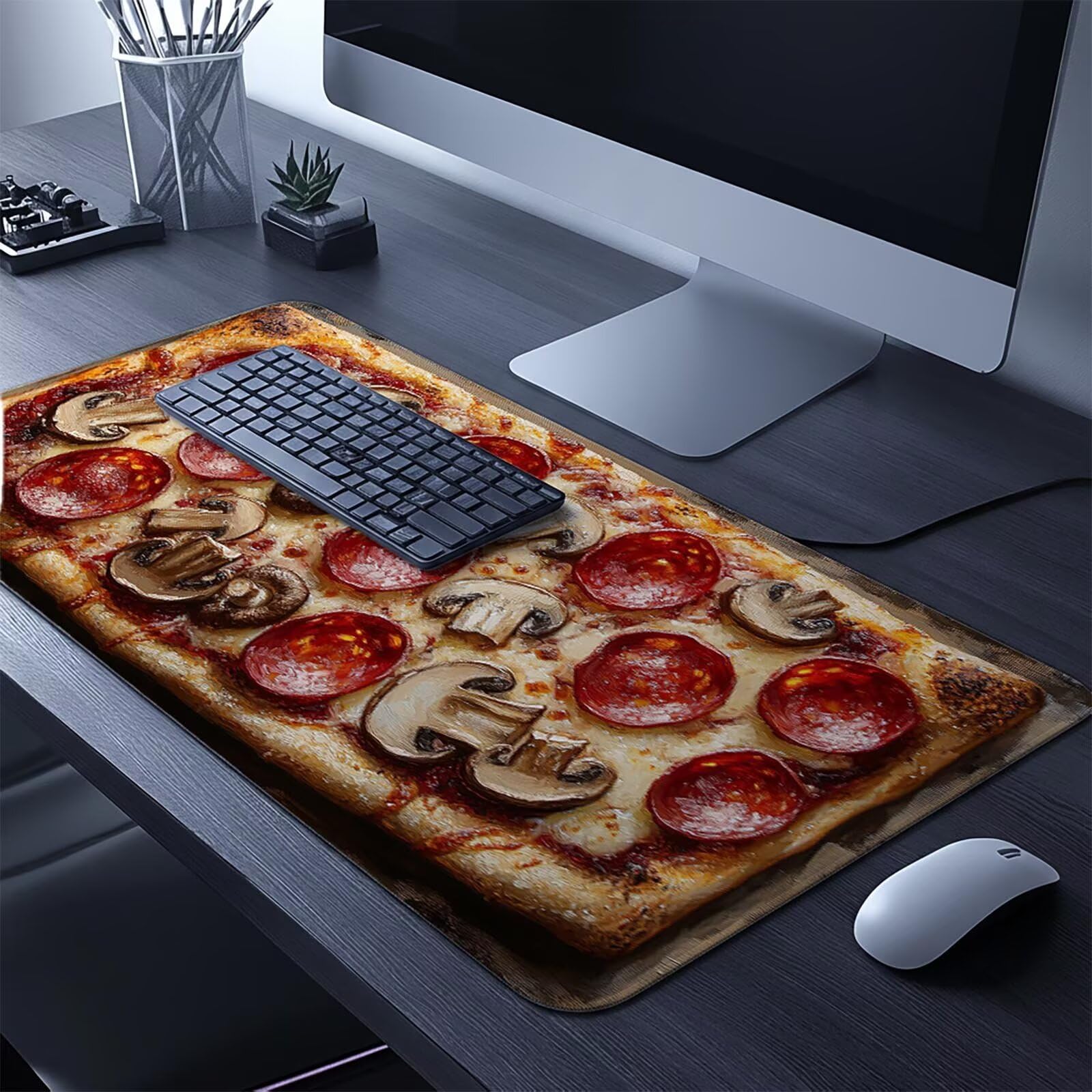 Podkładka pod mysz do pizzy Wodoodporna podkładka pod mysz Gastronomia Podkładka pod mysz xxl 140 x 60 x 0,3 cm Zwiększona dokładność i szybkość szyte krawędzie dla laptopa Klawiatura Gracz Dekoracja