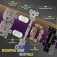 Vista 81 de ENERLITES Elite Series Duplex Receptacle with Screwless Wall Plate, Residential Grade Duplex Outlet, Tamper-Resistant, Grounding, 15A 125V, UL Silver