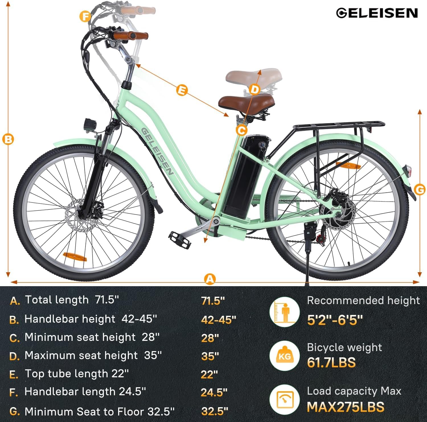 Electric Bikes for Adults, 1000W Peak Electric City Cruiser 25Mph Step-Thru Electric Bicycle, 48V 696Wh/36V 450Wh Removable Battery, 26" Ebikes for Adults, Professional 7-Speed(Fits for 5.2Ft-6.3Ft)