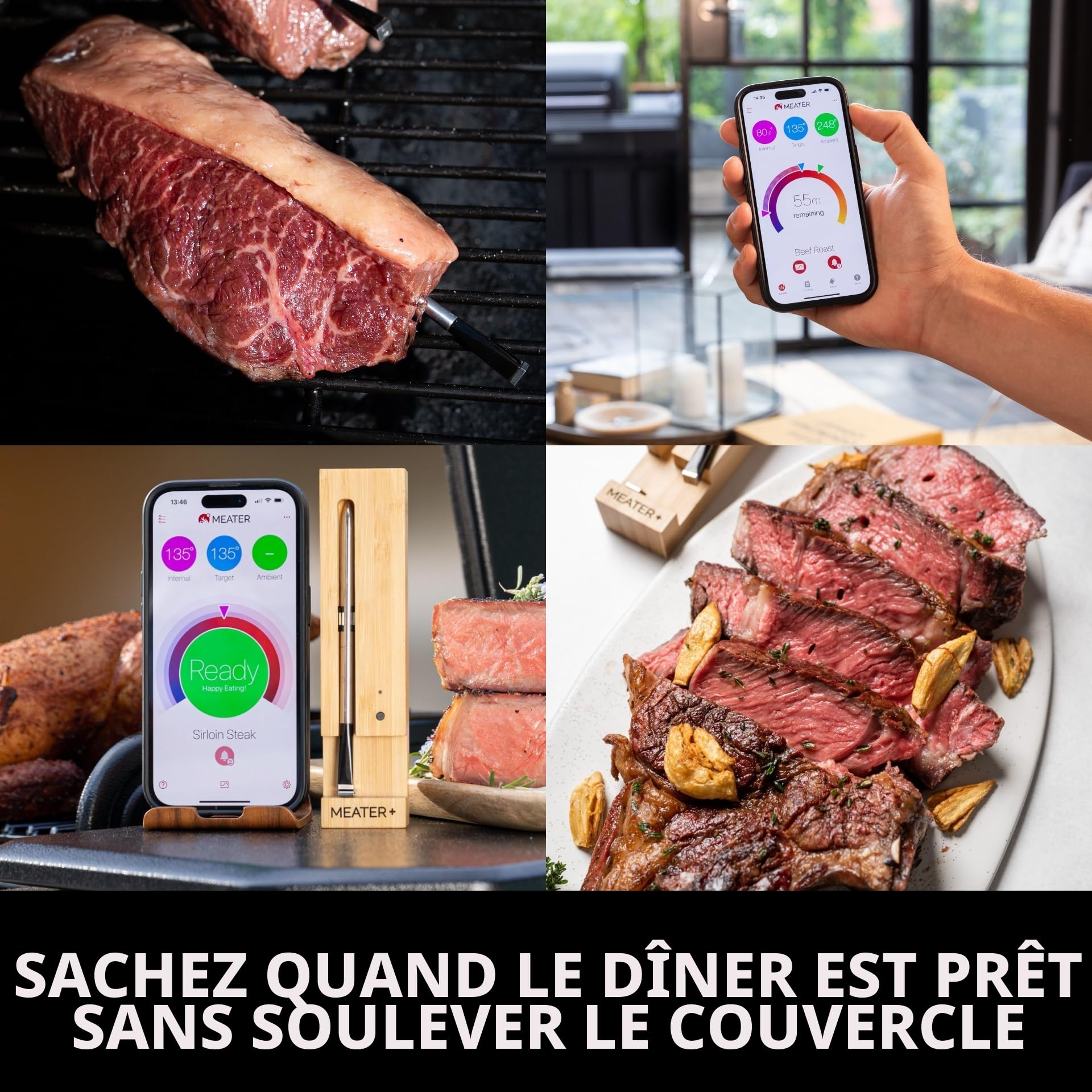 MEATER Pro / 2 Plus: le thermomètre à viande intelligent, résistant à la chaleur jusqu'à 550 °C, longue portée, 100% étanche, technologie multi-capteurs, pour cuisine et barbecue
