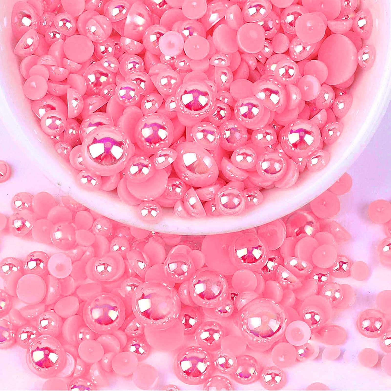 Pink Pearl Momihoom Half Round Pearls Flatback Imitation Pearls