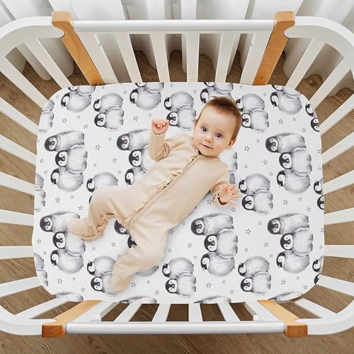 Miniatura 6 de Penguins Crib Sheets - Stretchy Fitted Crib Sheets for Boys Girls, Unisex Cozy Baby Crib Sheet 28 x 52 x 9 Inches