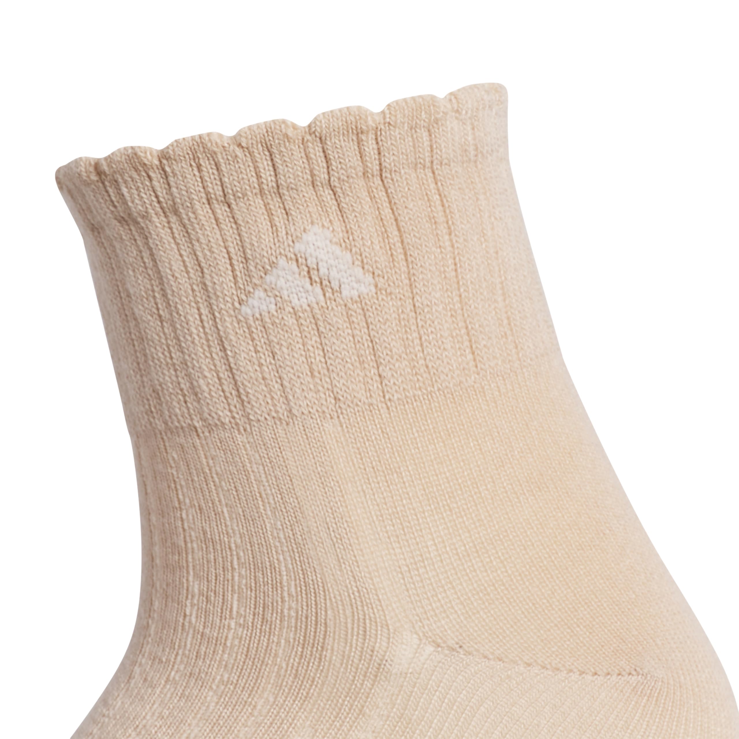 adidas Damskie damskie skarpety sportowe, 3 sztuki, Quarter Ruffle Ruffle Ankle Sock for Women Low Cut skarpety ćwiartkowe, Wonder Sage Green/Crystal Linen Beige/Magic Beige, M (3 sztuki), Wonder Sage