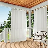 TOWN & COUNTRY BASICS Cabana Vanilla Heavyweight Indoor/Outdoor Curtains 54x96 Grommet Top Water Repellent Light Filtering 2-Pack