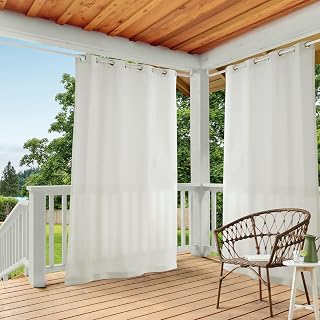 TOWN & COUNTRY BASICS Cabana Vanilla Heavyweight Indoor/Outdoor Curtains 54x96 Grommet Top Water Repellent Light Filtering 2-Pack