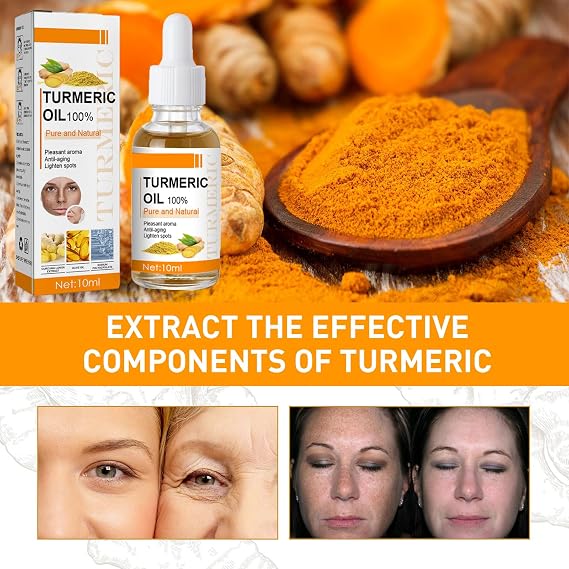 Turmeric Oil Facial Serum, Turmeric Spot Correcting Serum & Illuminating Serum, improves dullness, diminishes spots, improves skin tone, moisturises and illuminates, suitable for all skin type (10ML)