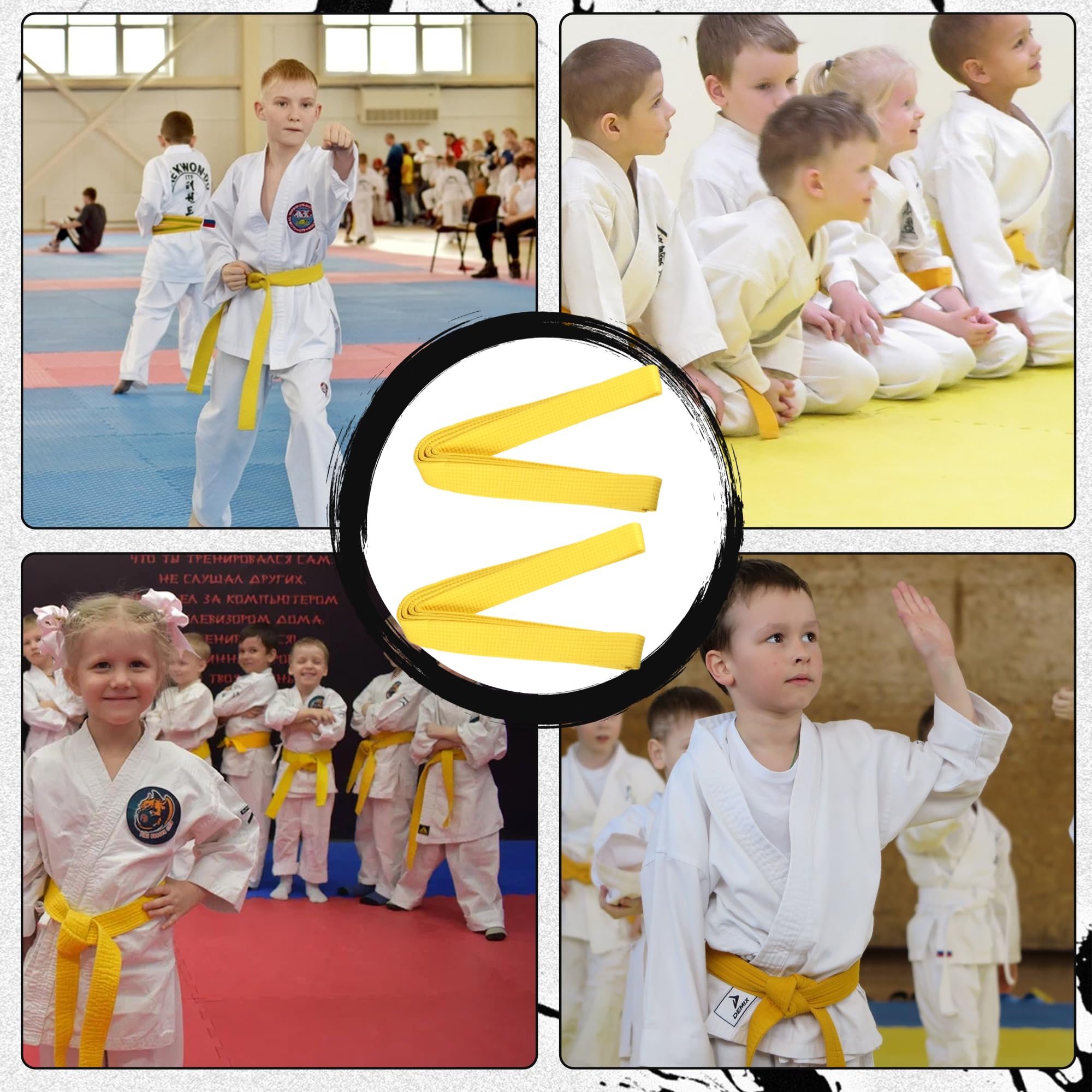 2 sztuki pasków Judo Karate, do sztuk walki, karate, judo, bawełna, paski taekwondo, profesjonalny pasek do karate aikido dla dzieci i dorosłych, pasek do sportów walki, żółty, 240 cm