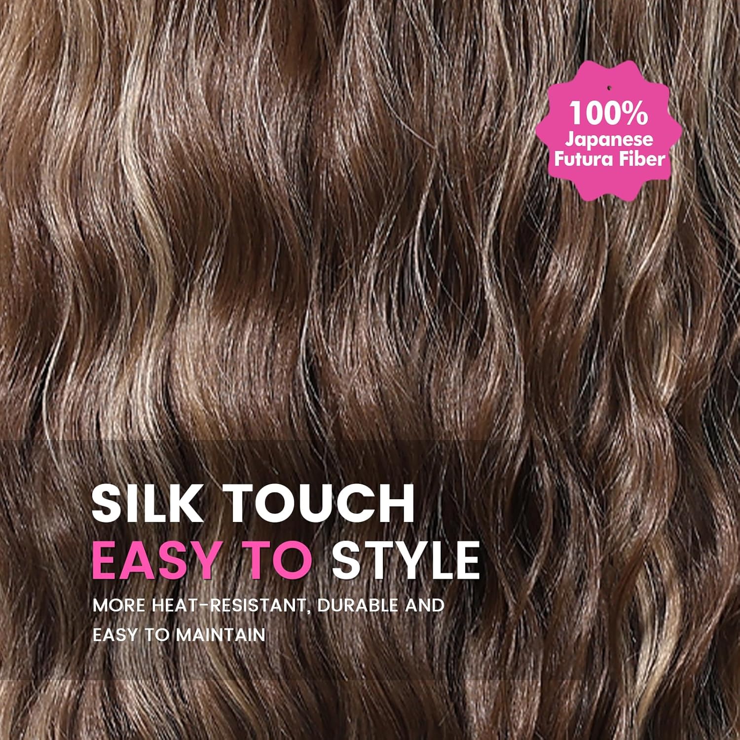 testar 13×6 Lace Front Wig Long Brown Wavy Wigs for White Women Middle Part Brown Mixed Blonde Water Wave Synthetic Heat Resistant Fibre Wig for Daily Use 26 IN