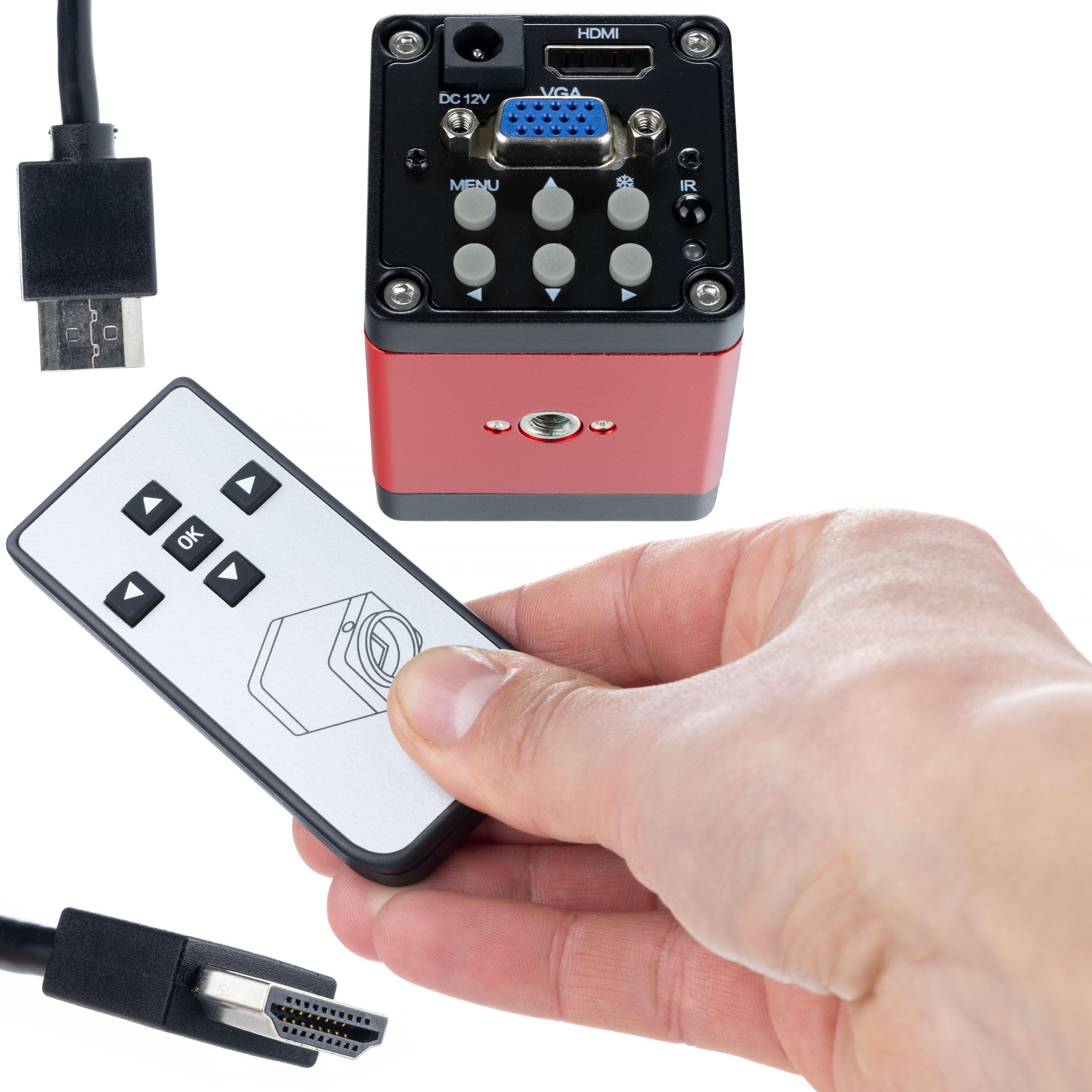Rosfix Earth Pro MCEP-0.5X - Microscopio estéreo digital con pantalla de 8 pulgadas, iluminación 56 LED, cámara HDMI, zoom de 7 a 45x, montaje en C, para laboratorio, industria, electrónica | sistema