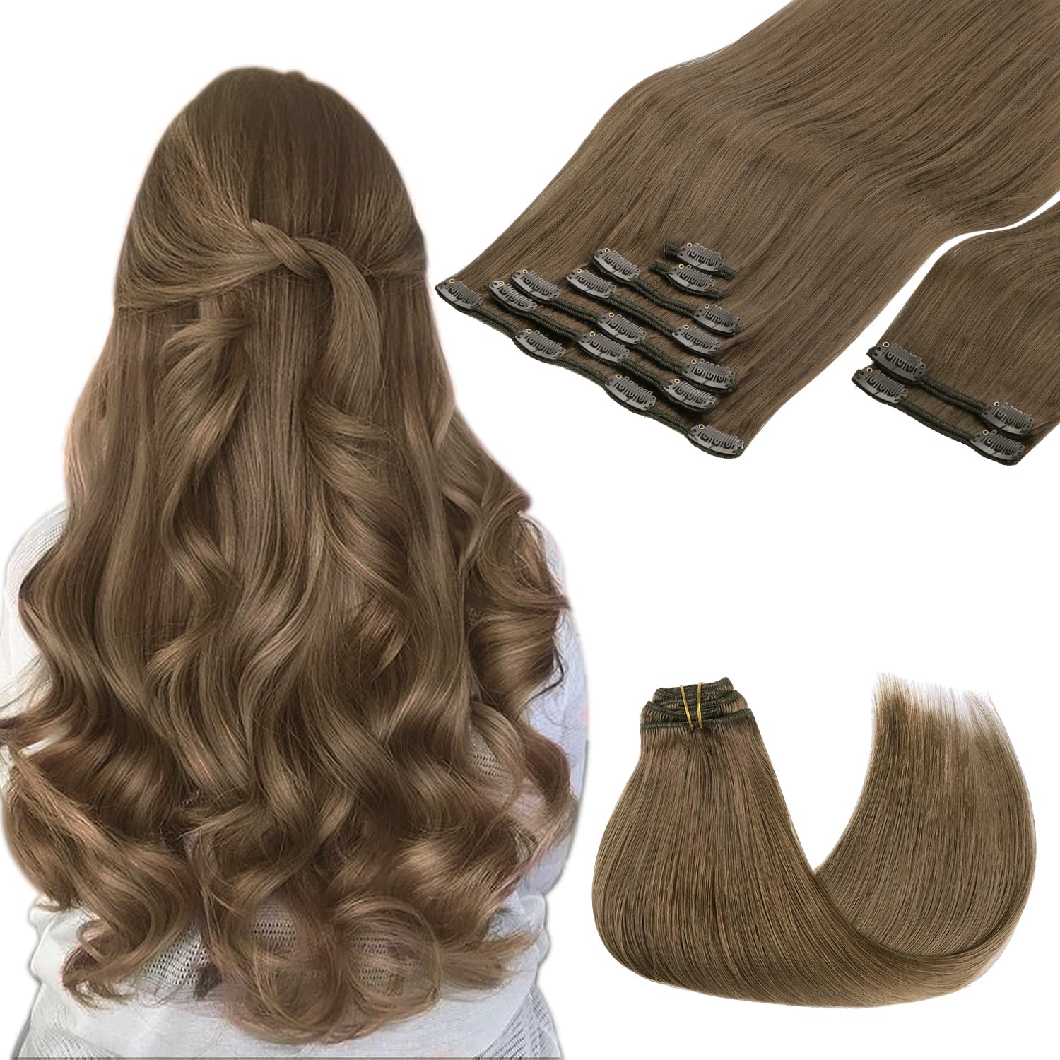 GOO GOO Clip-in Real Human Hair Extensions 14in 150g 9Pcs