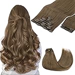 GOO GOO Clip in Hair Extensions Real Human Hair, Remy Human Hair Extensions Clip ins for Women, Natural Human Hair, 18inch 150g 9Pcs, 5 Light Ash Brown