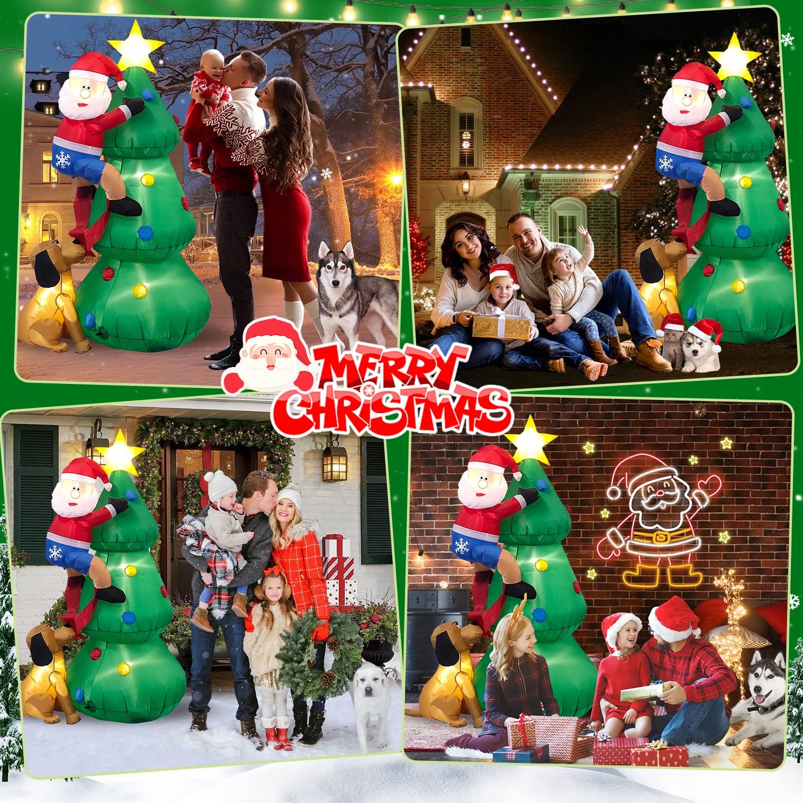 Danxilu 6 FT Inflatable Christmas Decorations Built-in LED Lights Christmas Inflatables Tree with A Santa Chased by A Dog Xmas Blow Up Outdoor Decor for Outside Garden Yard Holiday Party Lawn Indoor - Image 3