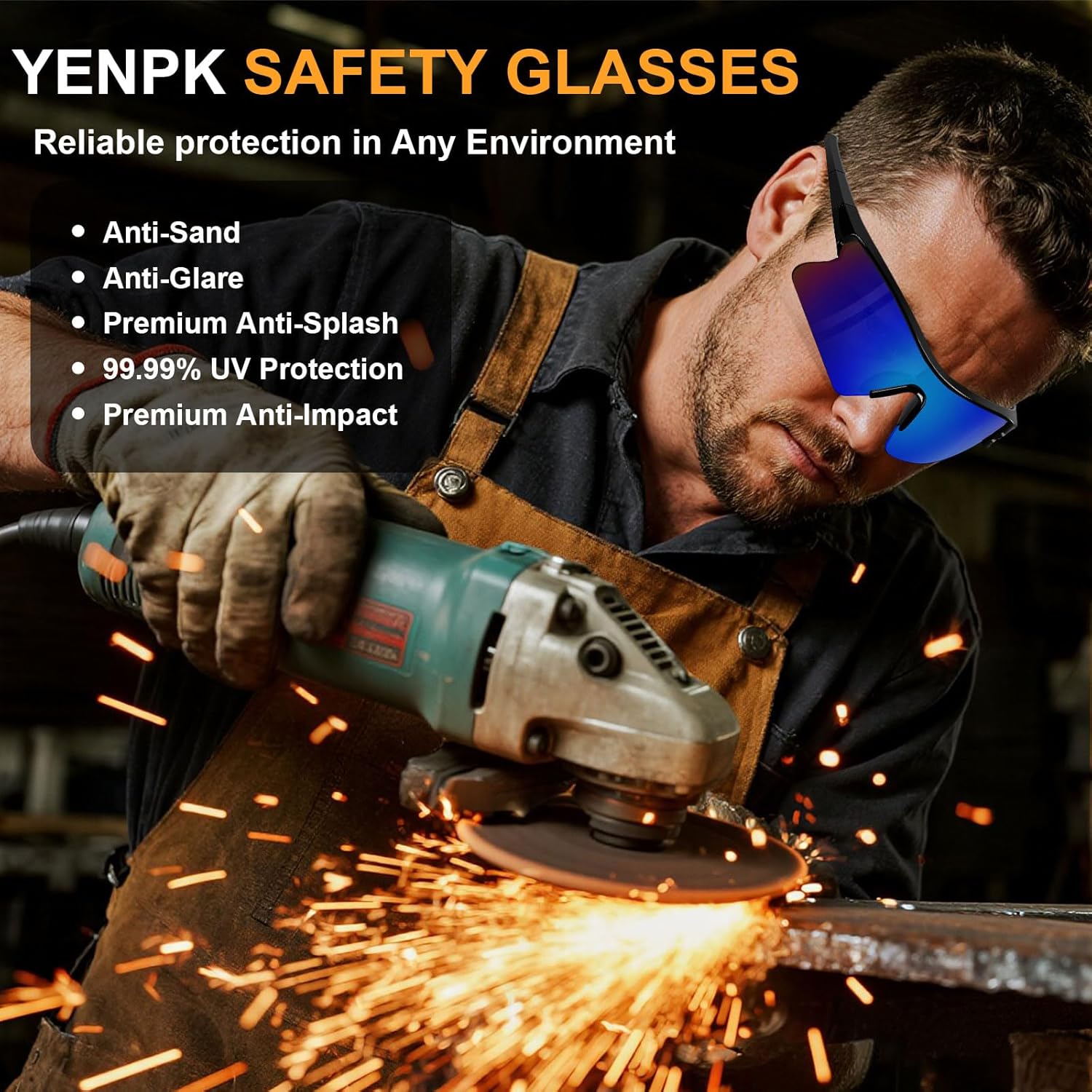 Safety Glasses Goggles for Men, Anti Scratch ANSI z87+ Compliant UV Protection Protective Eyewear Rubber Non-slip Leg - Image 6