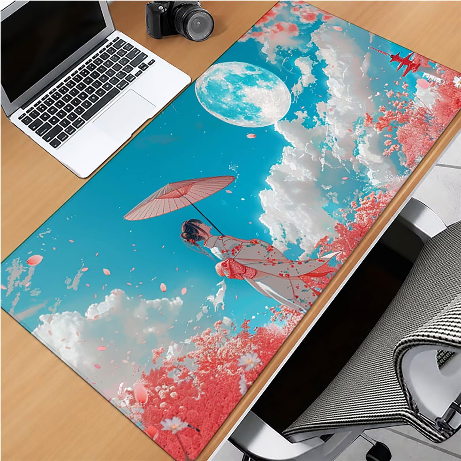Azul Alfombrilla Ratón XXL 1600x800x3mm, Mujeres Japonesas Mouse Pad U-1020 | Alfombrilla Ratón Gaming Mejora la Precisión y la Velocidad, Alfombrilla Escritorio para Jugadores de PC, Oficina