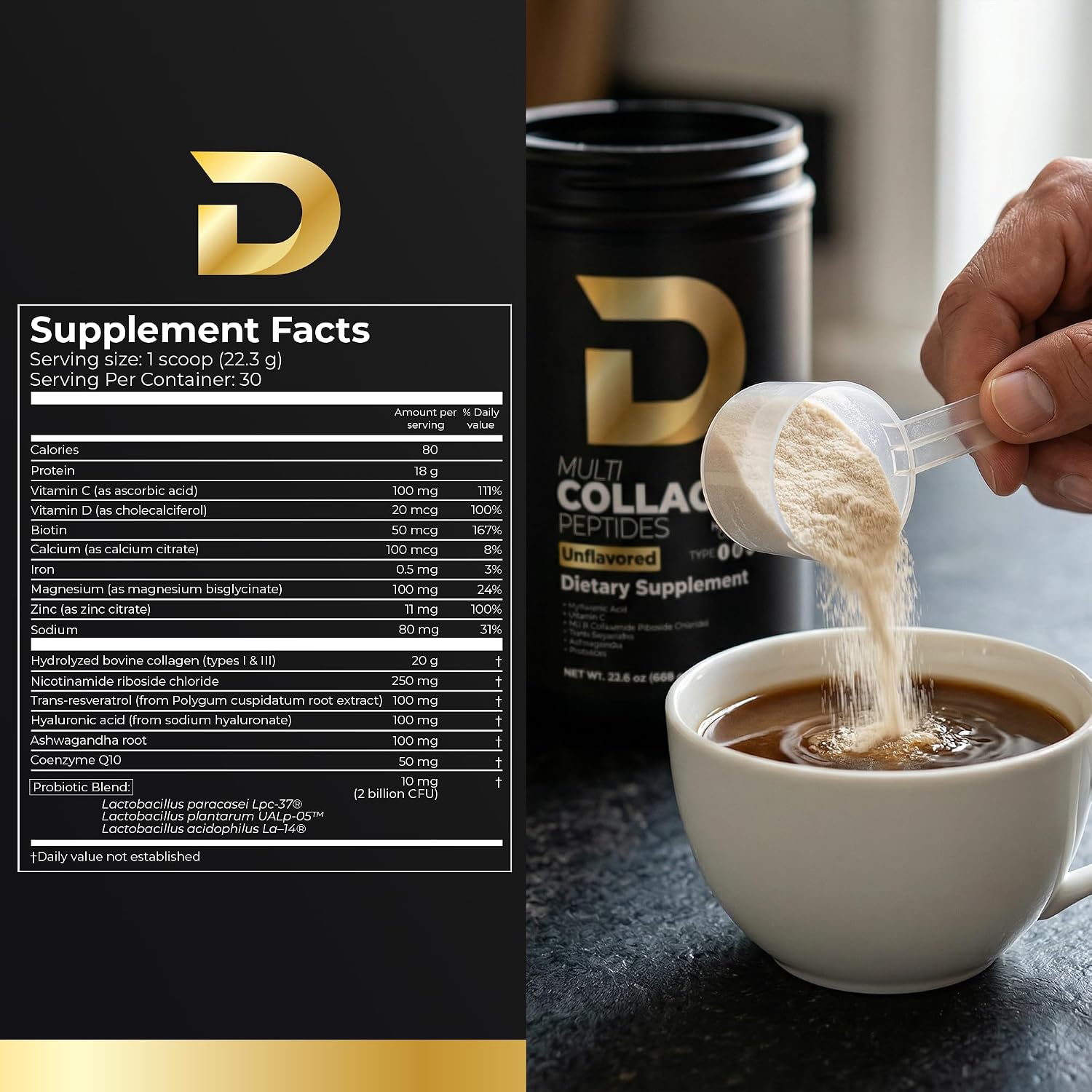 D Collagen Store Doctor-Formulated Multi Collagen Peptides Powder for Skin, Hair, Nails & Gut Support, Unflavored, 20g Per Serving – 30 Servings (669 g)