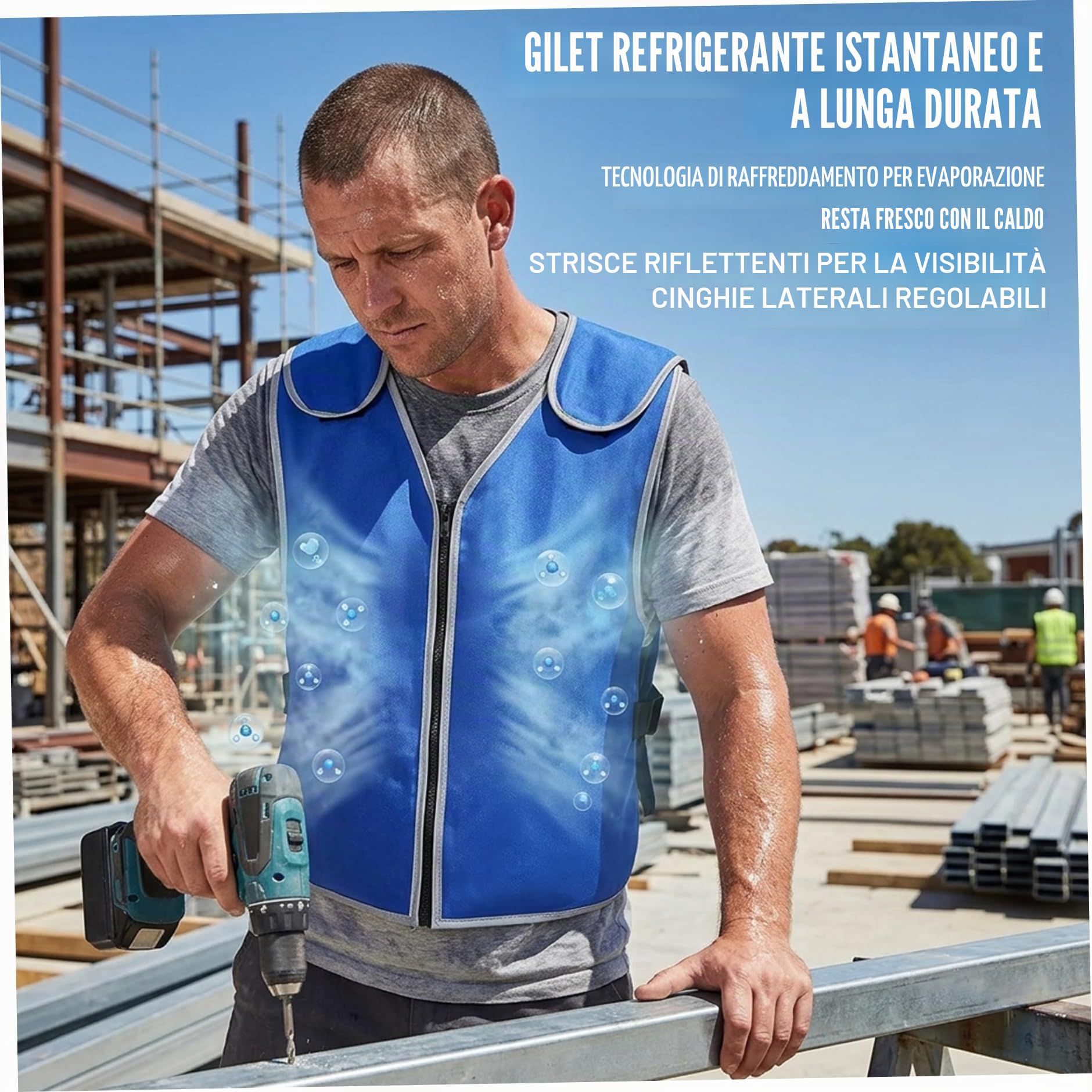 Gilet di ghiaccio leggero con 20 impacchi di ghiaccio – Gilet rinfrescante con fodera impermeabile ad alta densità per un comfort di raffreddamento tutto il giorno per lavori all'aperto