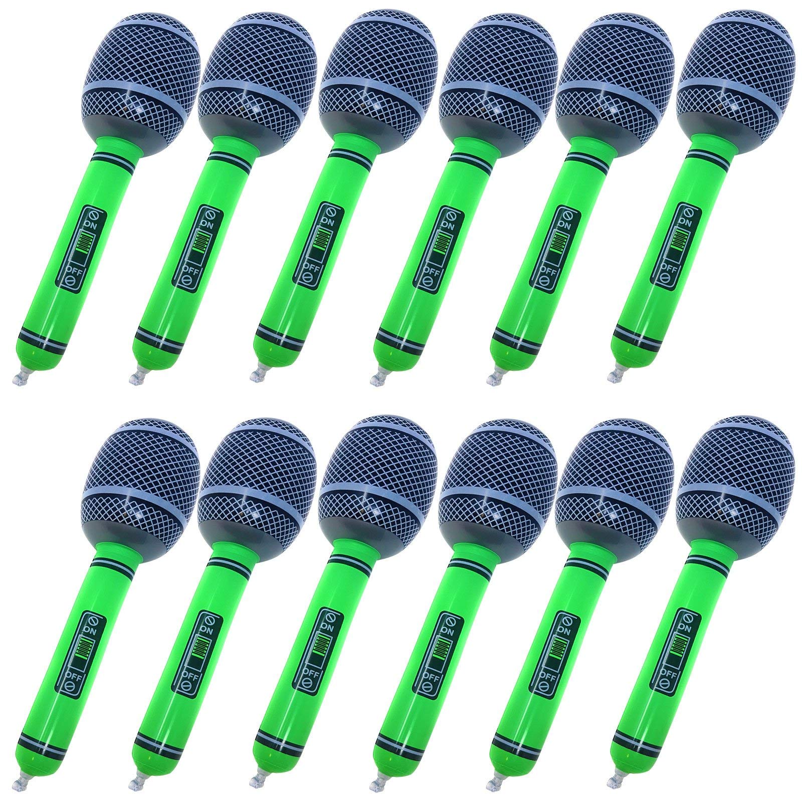 WS Accessories Inflatable Microphone 35cm [Green, Pack of 12]