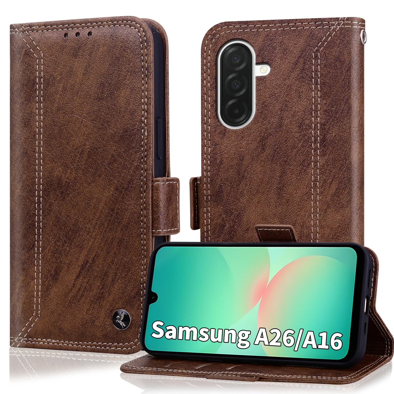 Oduio for Samsung Galaxy A26/A16 5G Wallet Case with RIFD Blocking Card Holder, PU Leather Flip Folio Kickstand Business Protective Phone Cover 6.7