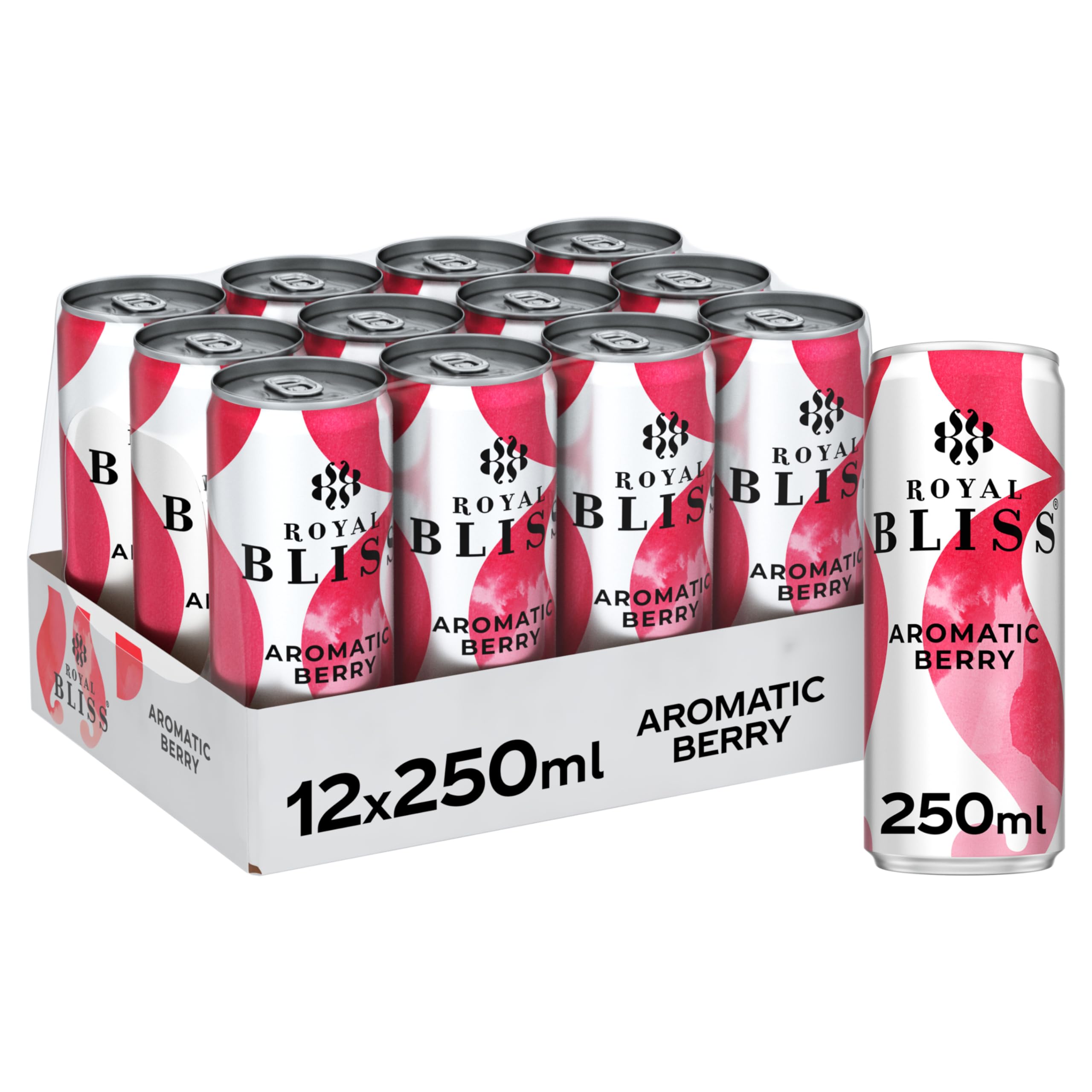 Royal Bliss Aromatic Berry ,Tónica Aromatizada y Refrescante - Pack de 12 Latas de 250 ml