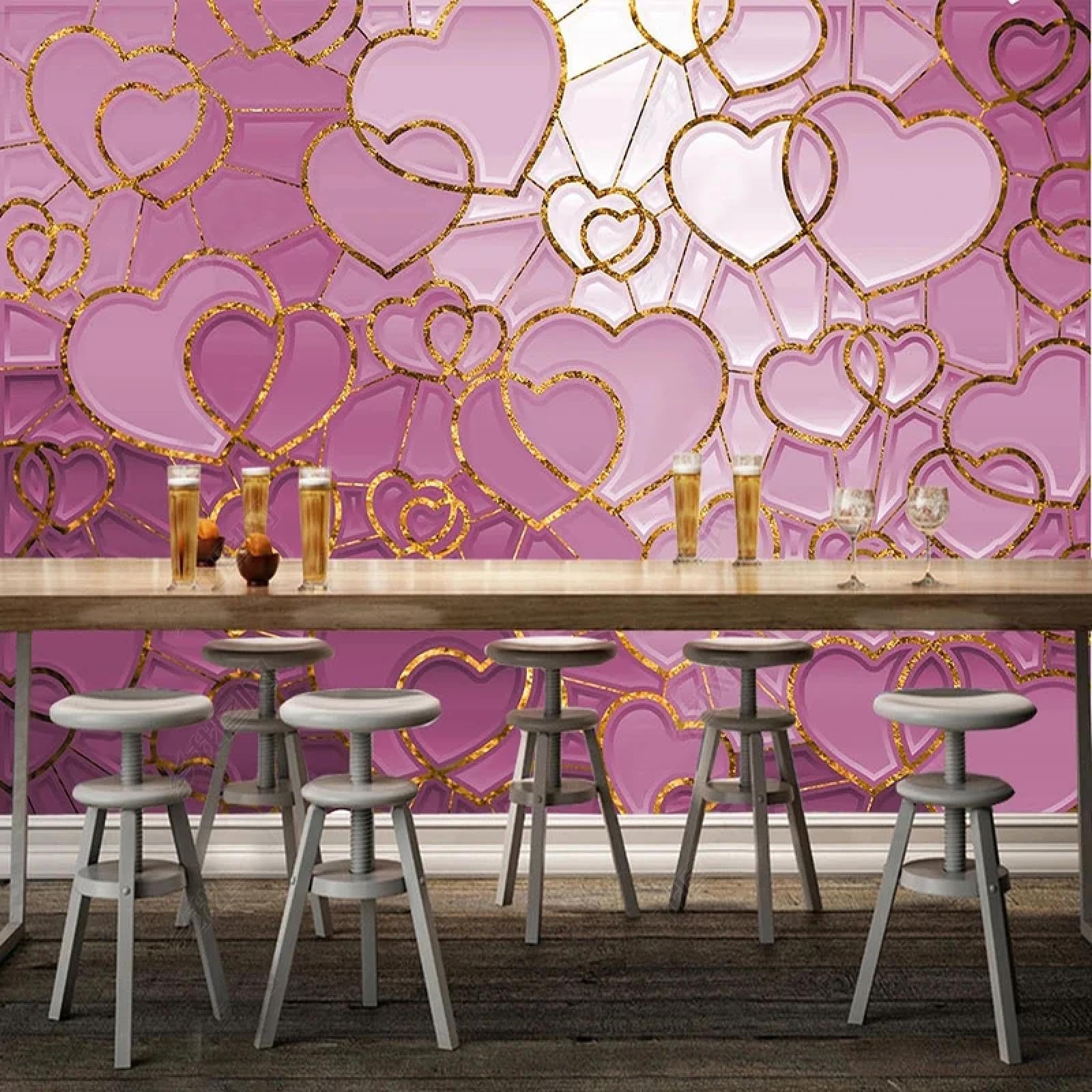Papier peint amour doré moderne pour un salon cosy et fond de canapé