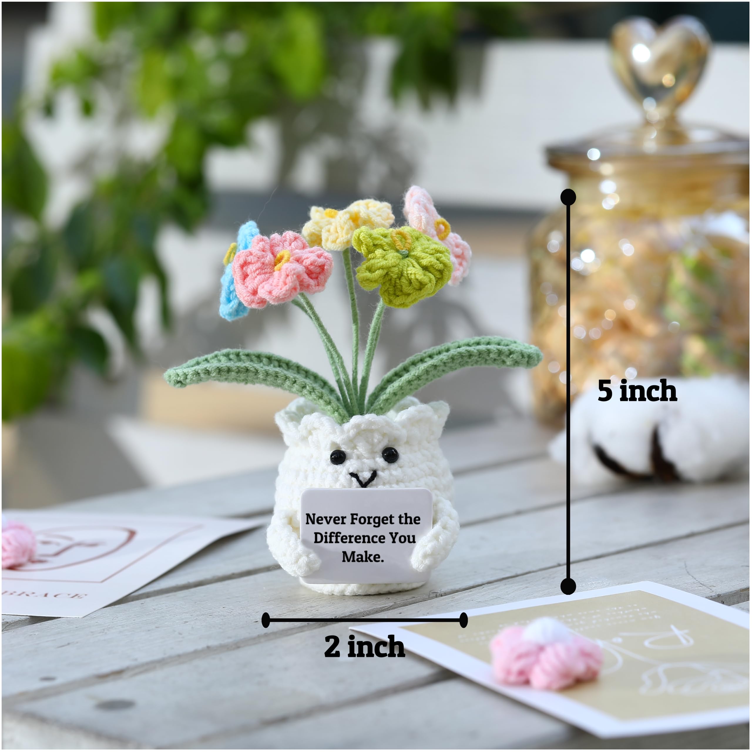YOOJEE Forget-Me-Not Crochet Flower Potted Plant Gift - 5