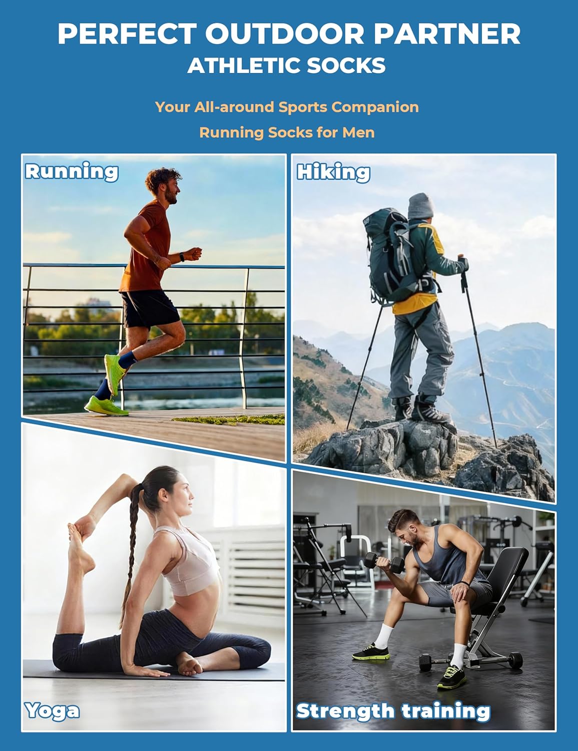 Men's Compression Socks for Running: 3 Pairs Grip Athletic Socks - Breathable Non-Slip for Runner Gym Tennis Sports - Image 7