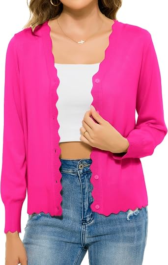 Lovasy Womens Lightweight Cardigan Long Sleeve V Neck Button Down Cardigans Sweater Open Front Knit Shrug S-2XL