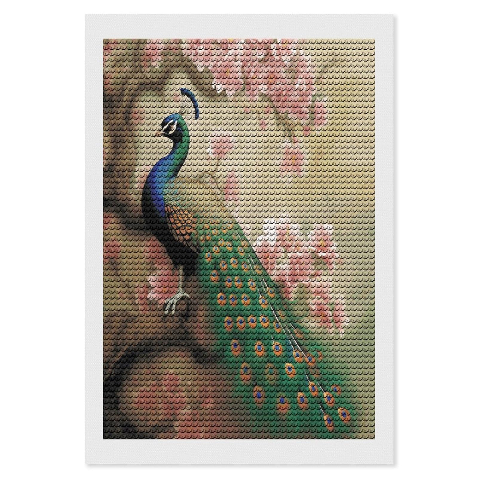 VstaDank Oriental Peacock on Flower Tree Diamond Painting Kits Exquisite DIY Full Round Drill Diamond Dots Painting for Adults Beginner Diamond Photo Paint with Diamond Picture Art Wall Decor 8"x12"