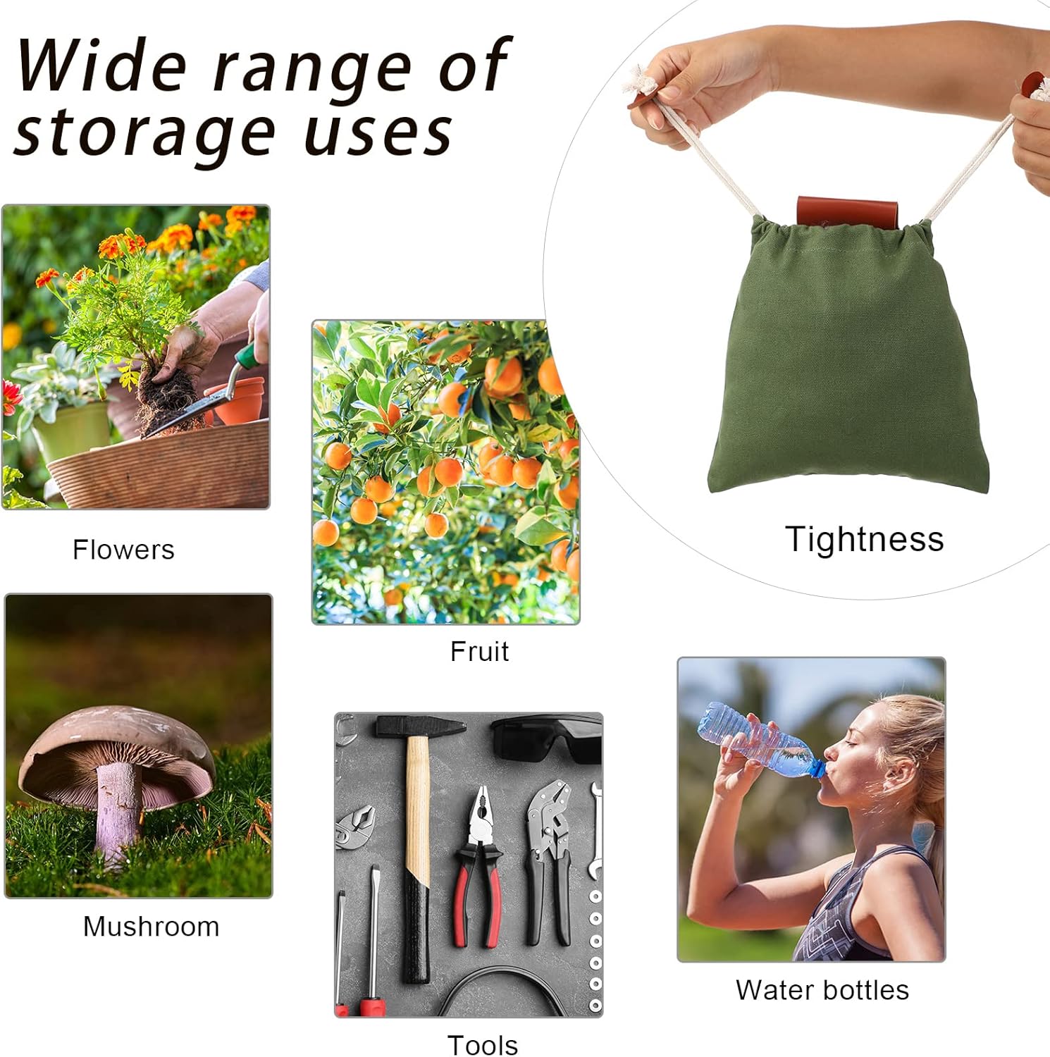Foraging Bag 4 Pieces Leather Canvas Pouch Collapsible Bushcraft Bag Storage Canvas Bag Outdoor Camping Leather Belt Pouch for Travel Hiking Camping Hunting Beach Combing (Green, Brown, Black, Beige) : Sports & Outdoors