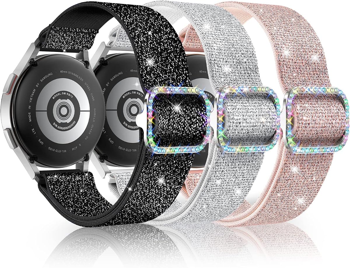 LETOID Bandas elásticas para Samsung Galaxy Watch Band Mujer Solo Loop | Correa de repuesto de nailon ajustable, elástica y respetuosa con la piel, compatible con 9 8 7 6 5 4 3 FE Active Pro Classic 47 46 45 44 43 42 41 40 mm