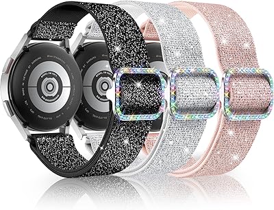 LETOID Stretchy Band Compatible with Samsung Galaxy Watch 5 & 4 44mm 40mm / galaxy watch 5 pro 45mm / Watch 4 Classic 46mm 42mm / Active 2, 20mm Nylon Elastic Replacement Strap for Women