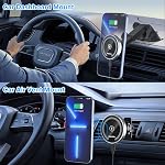 Chargeur de voiture sans fil magnétique charge rapide pour Magsafe iPhone15,14, 13, 12, Pro, Pro Max, Mini,3-in-1 Support de téléphone d'alignement automatique (dissipation de la chaleur)