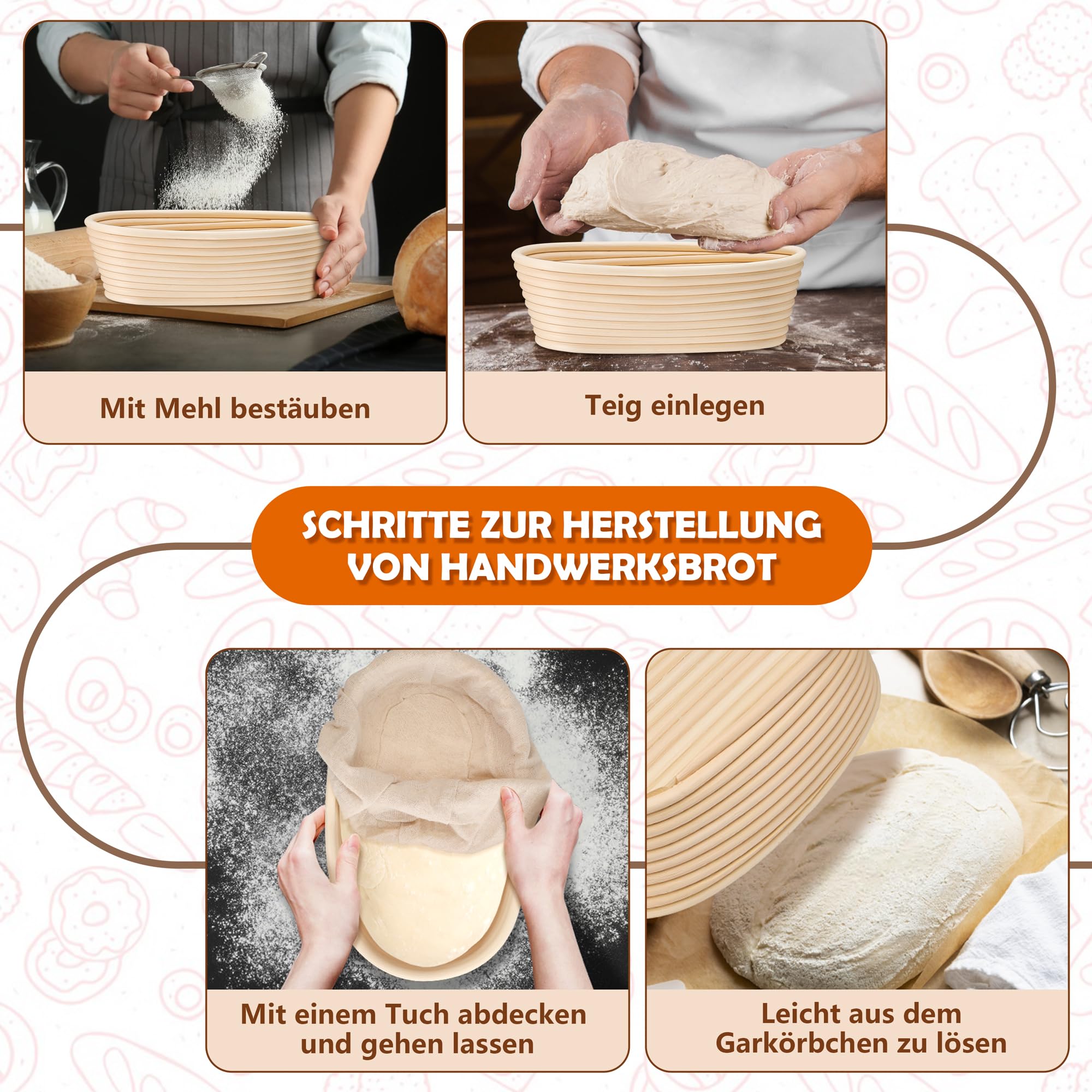 HaWare Lot de paniers de fermentation ronds et ovales (7, 25 cm rond et 25 cm ovale)